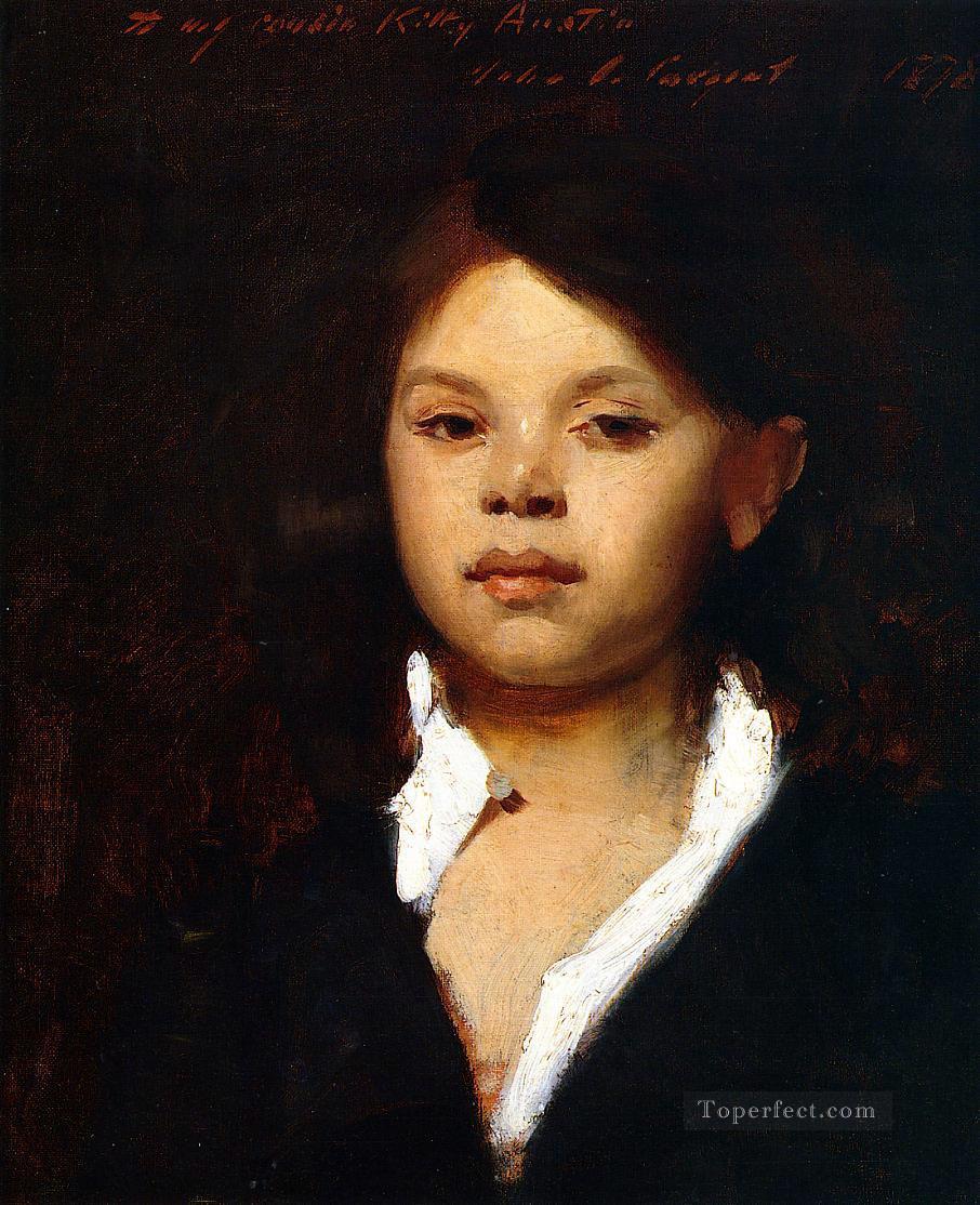 Cabeza de una niña italiana retrato John Singer Sargent Pintura al óleo